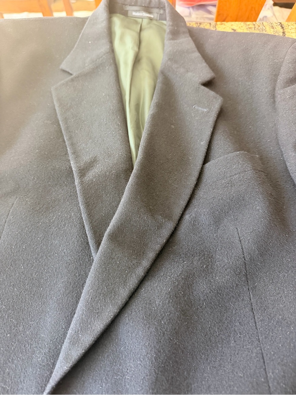 Ferrini Black Wool Men's Blazer with Olive Green Lining